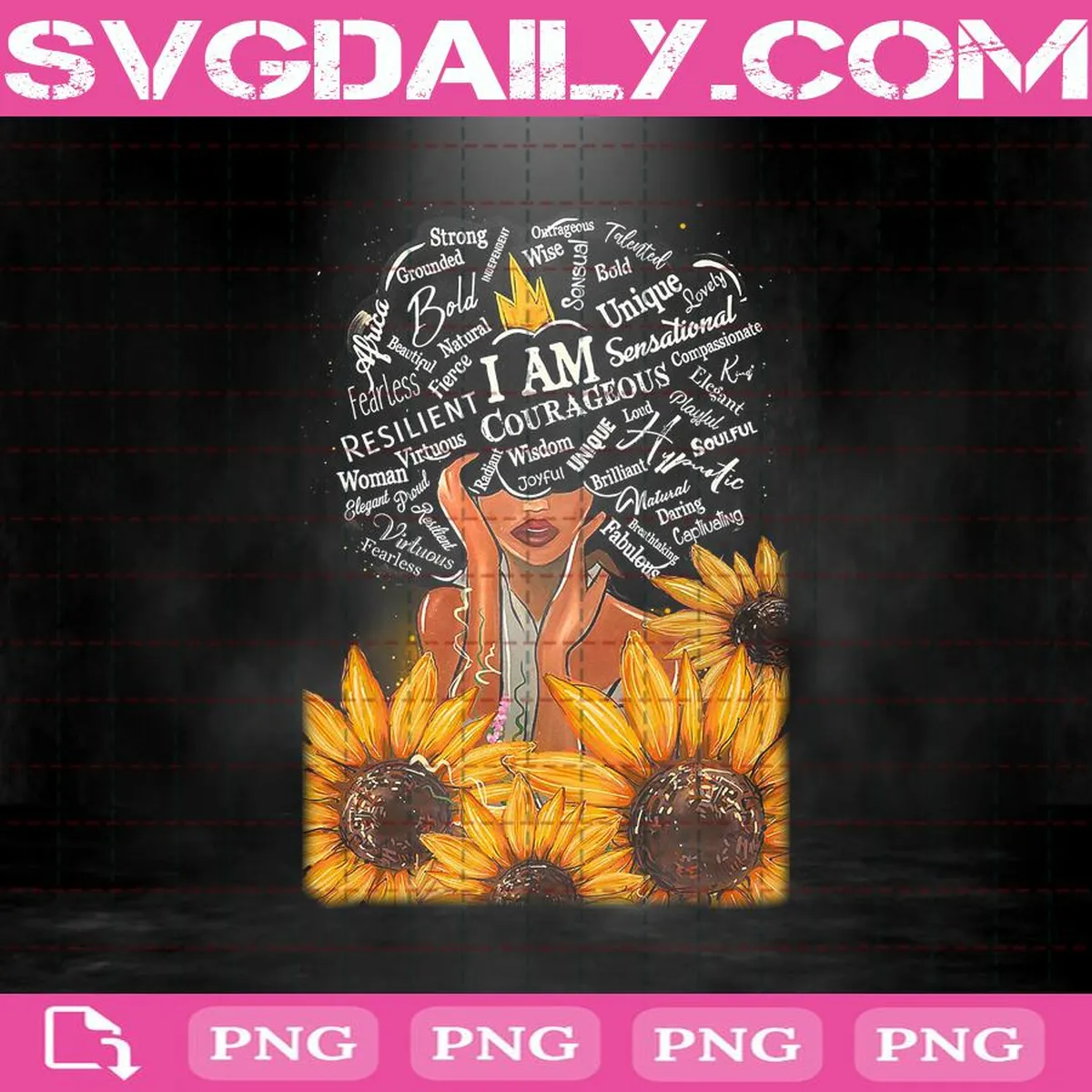 Sunflower African Woman Png, I Am Black Girl Png, Sunflower African Png, African Png, African Woman Png