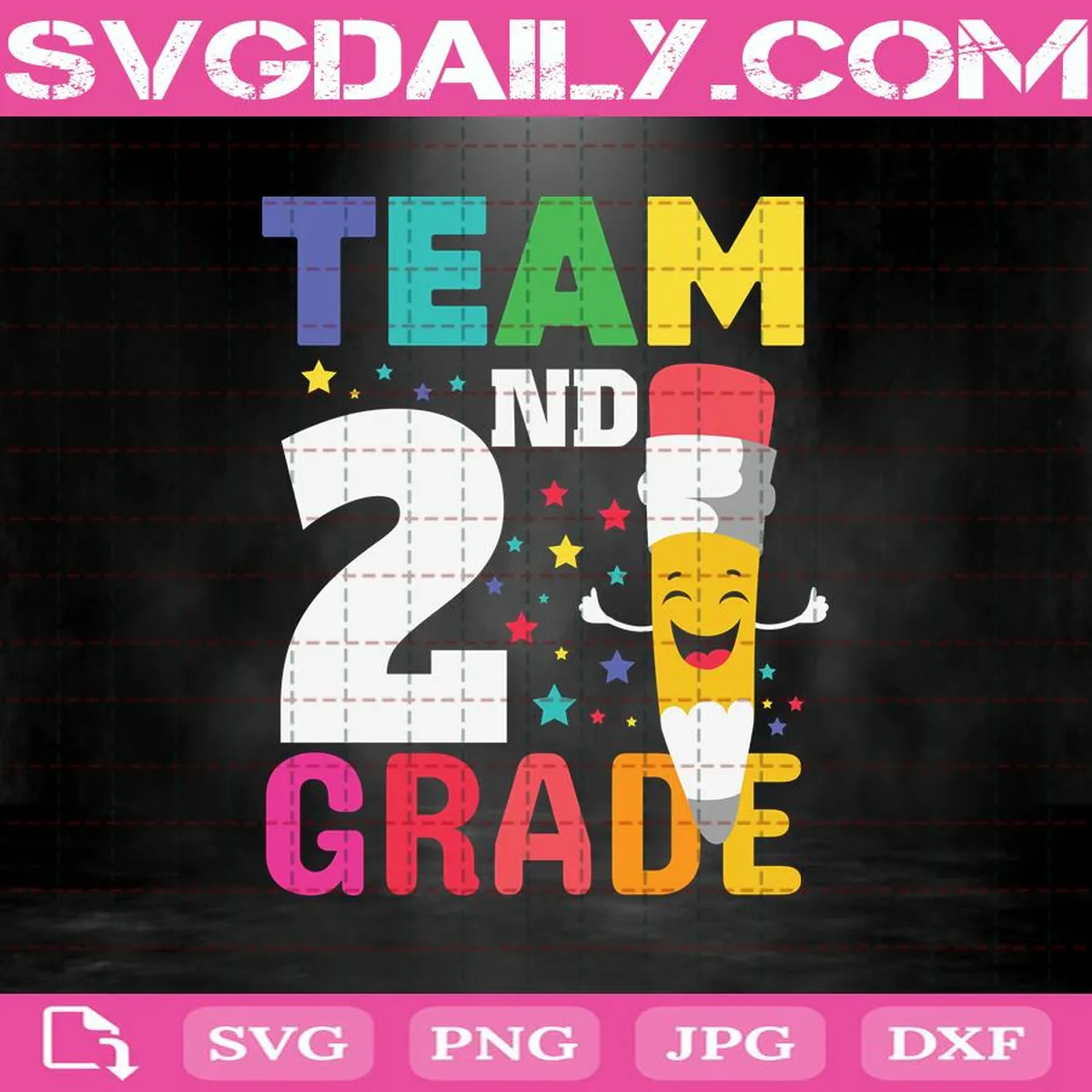 Team 2nd Grade Pencil Back Svg, 2nd Grade Svg, Pencil Svg, School Svg, Back To School Svg, Svg Png Dxf Eps AI Instant Download
