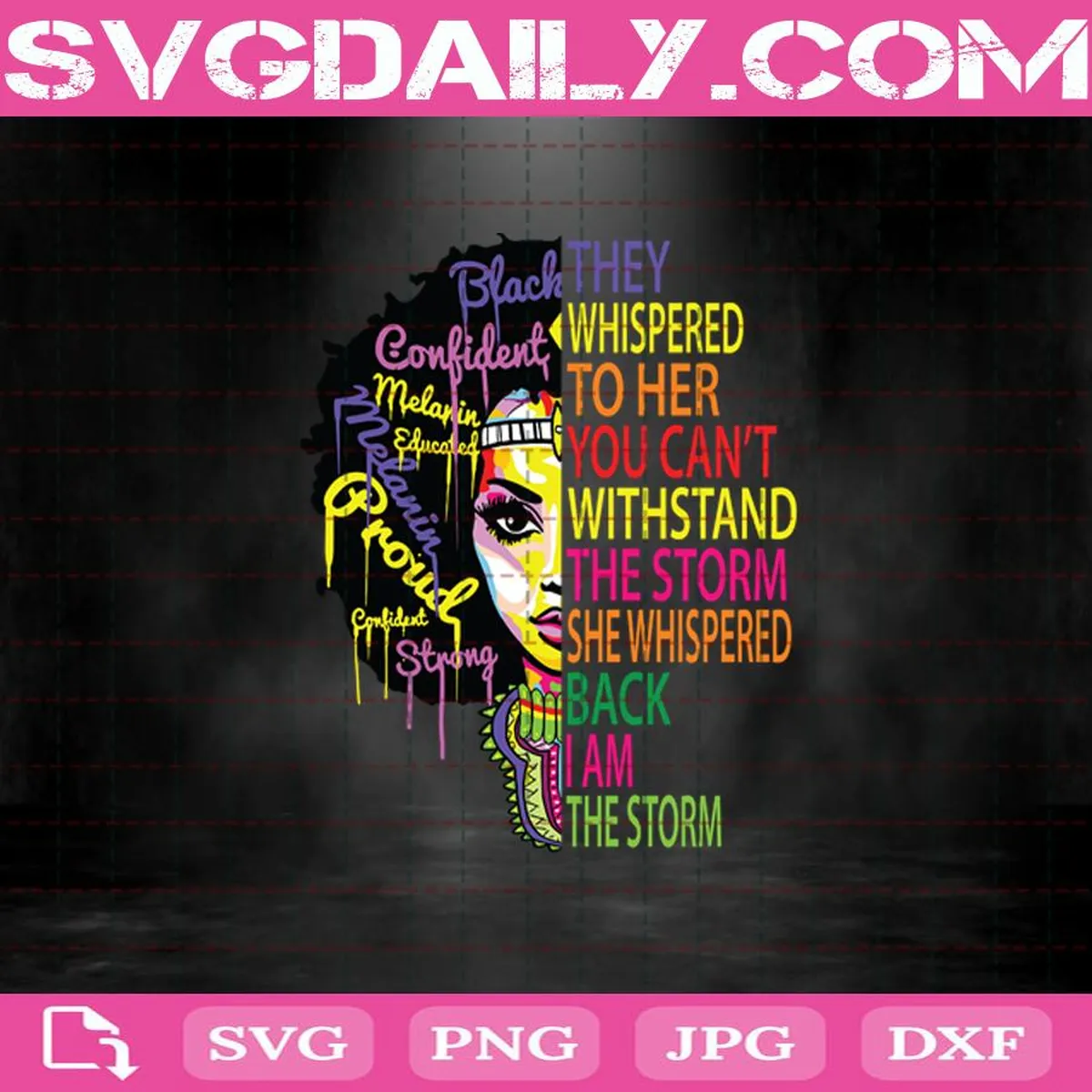 They Whispered To Her You Can't Withstand The Storm Back I Am The Storm Svg, Strong African Woman, Black History Month Svg