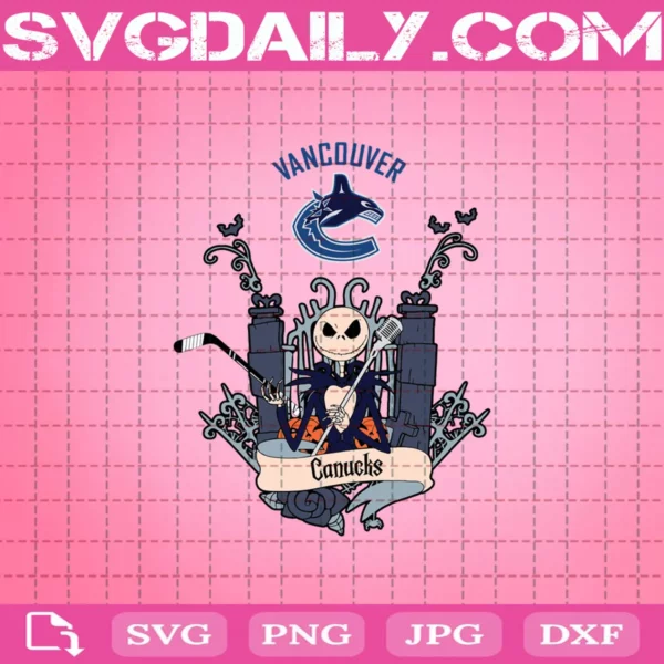 Vancouver Canucks Svg, Canucks Svg, NHL Svg, Hockey Svg, Canucks Jack Skellington Svg, Jack Hockey Svg