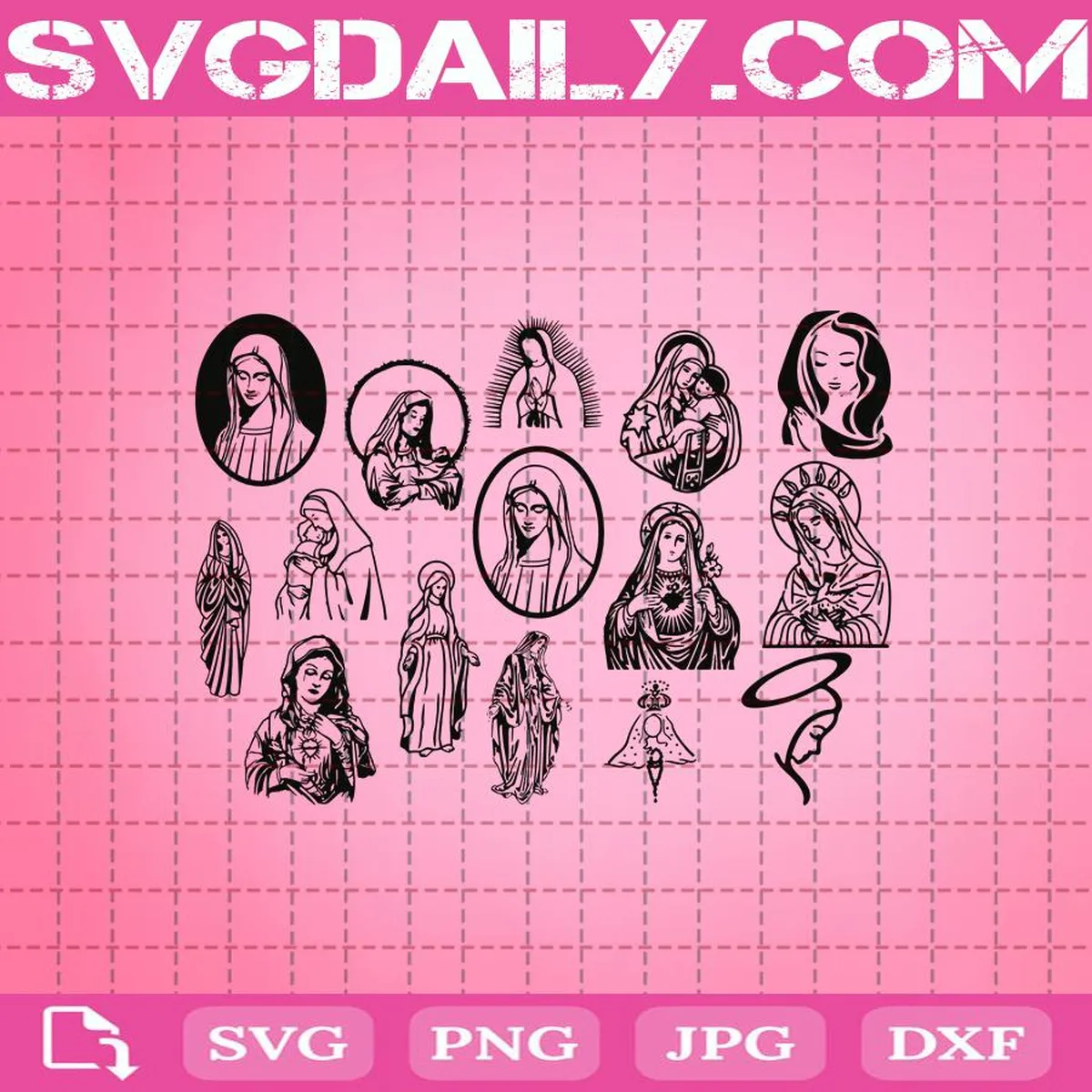 Virgin Mary Svg, Mary Mother Of Jesus Svg Bundle, Mary Svg, Mary With Jesus Svg, Jesus Svg, Svg Png Dxf Eps AI Instant Download