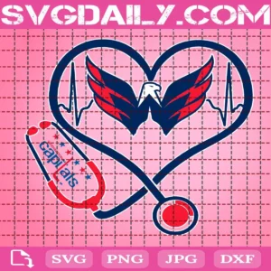 Washington Capitals Heart Stethoscope Svg, Washington Capitals Svg, Nurse Washington Capitals Svg, Hockey Teams Svg, NHL Svg, Nurse Sport Svg