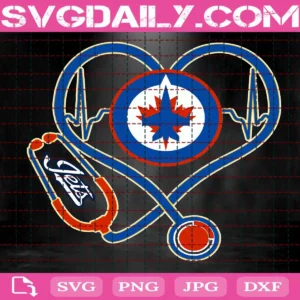 Winnipeg Jets Heart Stethoscope Svg, Winnipeg Jets Svg, Nurse Winnipeg Jets Svg, Hockey Teams Svg, NHL Svg, Nurse Sport Svg
