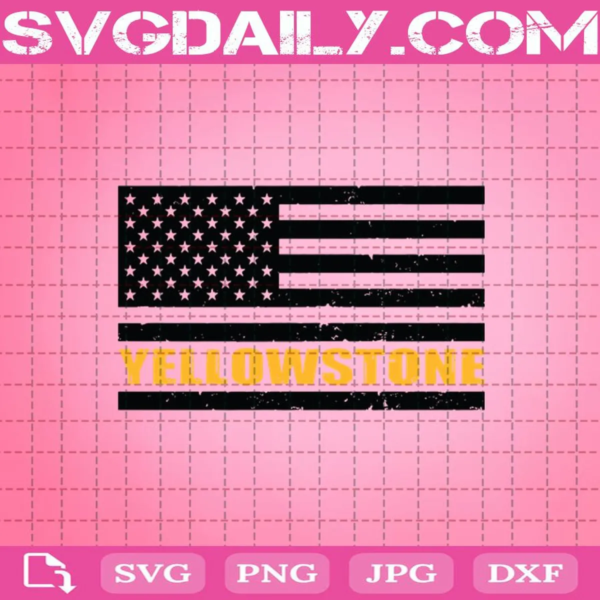 Yellowstone Flag Svg, Vintage Yellowstone National Park Flag Svg, American Flag Svg, Yellowstone Svg