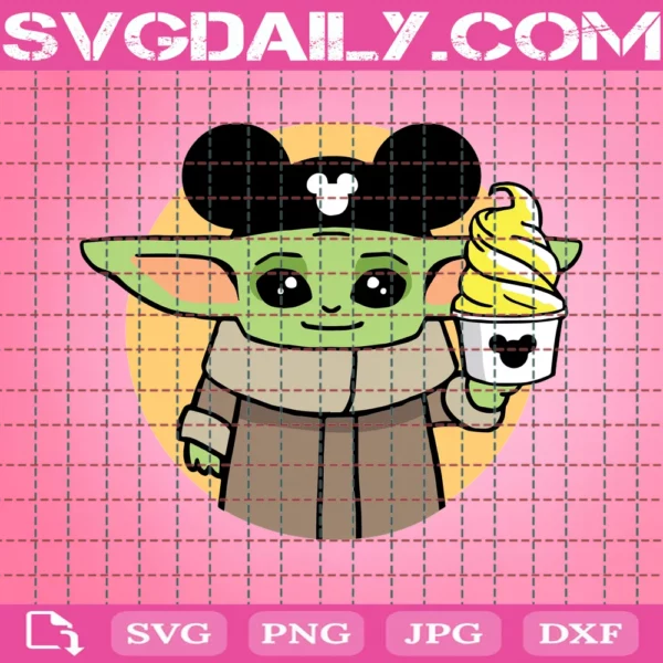 Baby Yoda Svg, Baby Yoda Holding Ice Cream, Vinyl Cut File, Png, Pdf, Jpg, Ai Printable Design Files