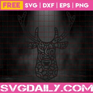 Free Deer Face Mandala Svg Invert
