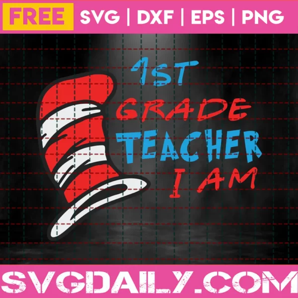 1St Grade Teacher Svg Free, Teacher Svg, First Grade Svg, Instant Download Invert