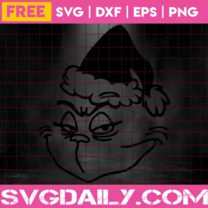 Free Grinch Face Svg File, Christmas Svg, Grinch Svg File, Instant Download Invert