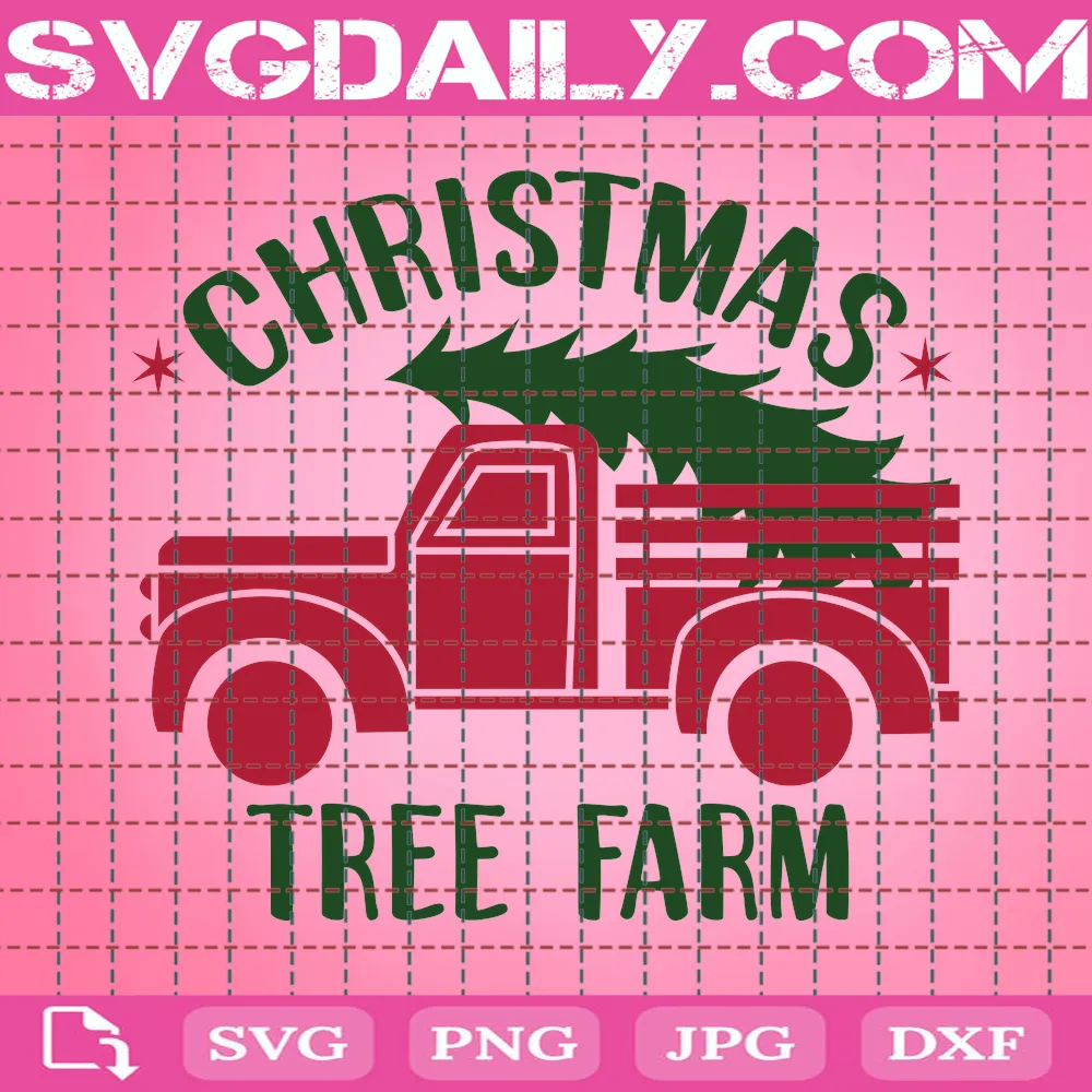 Christmas Tree Farm, Red Truck Farmhouse Christmas Tree, Merry