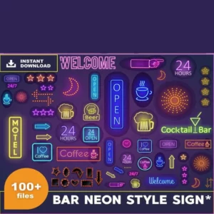 100+ Files Bar Neon Style Sign Svg Bundle