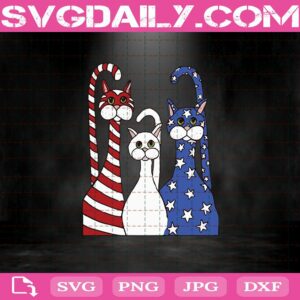 Cat Red White Blue American Flag Svg