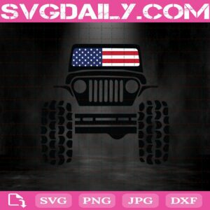 Jeep With Usa Flag Svg