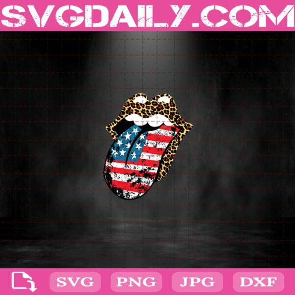 Leopard Lips With Flag Tongue Svg