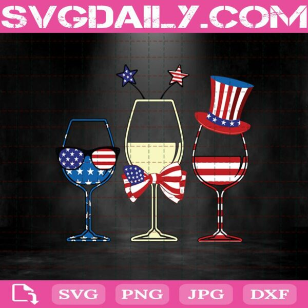 Three Wine Drunk Drinkin American Flag 4Th July Independence Day Svg