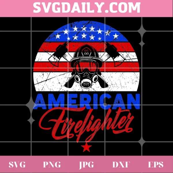 American Firefighter Flag Svg Invert