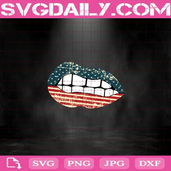 American Flag Lips For 4Th Of July Svg