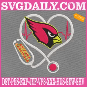 Arizona Cardinal Heart Stethoscope Embroidery Files