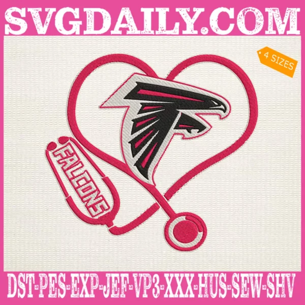 Atlanta Falcons Heart Stethoscope Embroidery Files
