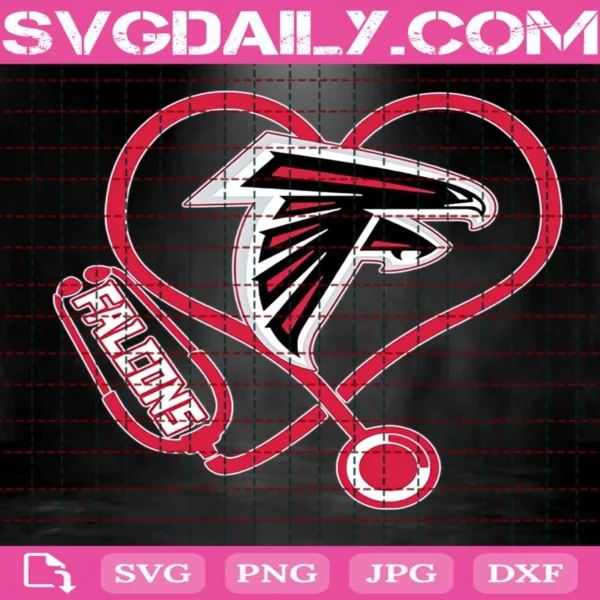 Atlanta Falcons Heart Stethoscope Svg