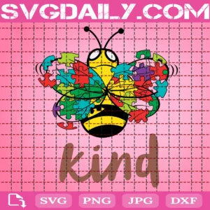 Autism Bee Kind Puzzle Pieces Svg