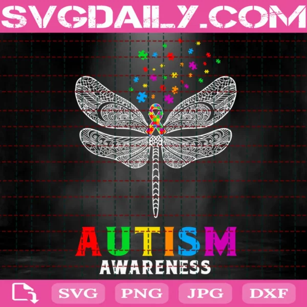 Autism Dragonfly Puzzle Svg