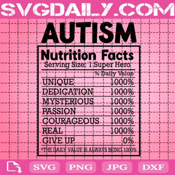 Autism Nutrition Facts Svg