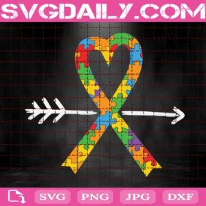 Autism Puzzle Ribbon Svg