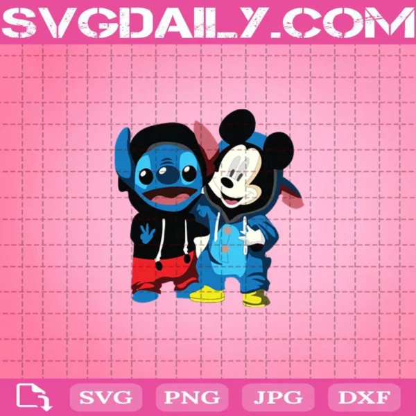Baby Stitch And Mickey Mouse Svg