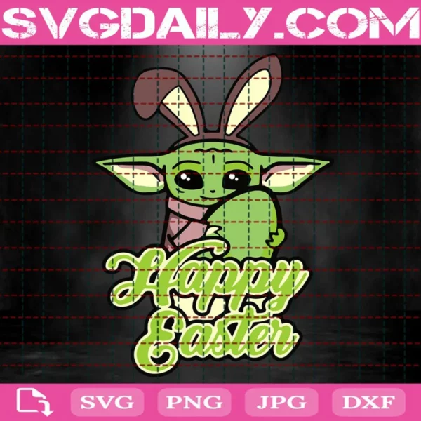 Baby Yoda Happy Easter Svg