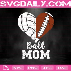Ball Mom Heart Svg