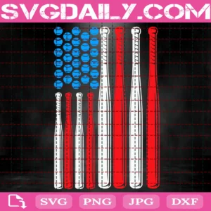 Baseball Bat American Usa Flag Svg