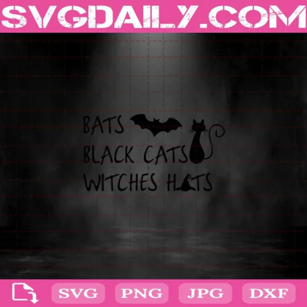 Bats Black Cats Witches Hats Svg