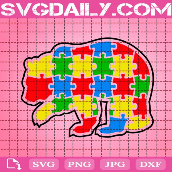 Bear Autism Puzzle Svg