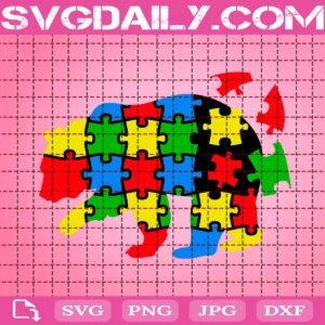 Bear Autism Puzzle Svg