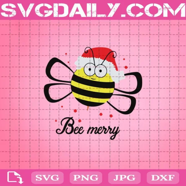 Bee Merry Svg, Santa Bee Happy Christmas Svg