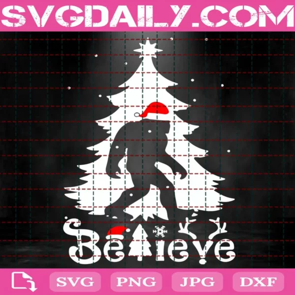 Bigfoot Christmas Believe Svg