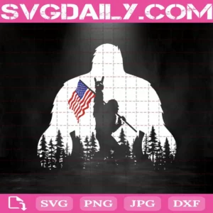 Bigfoot Rock Sasquatch American Flag Svg