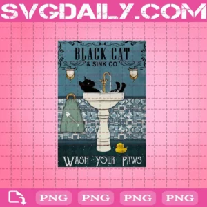 Black Cat And Sink Company Wash Your Paws Png