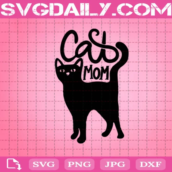Black Cat Mom Cute Svg