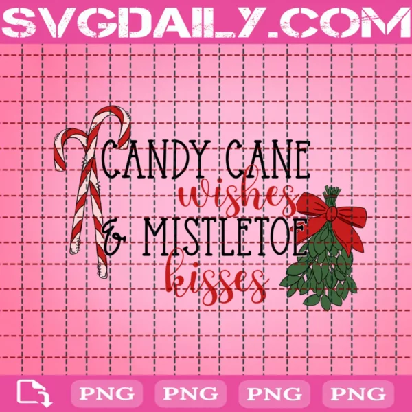 Candy Cane Wishes & Mistletoe Kisses Png