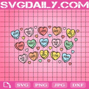 Candy Hearts Valentines Svg