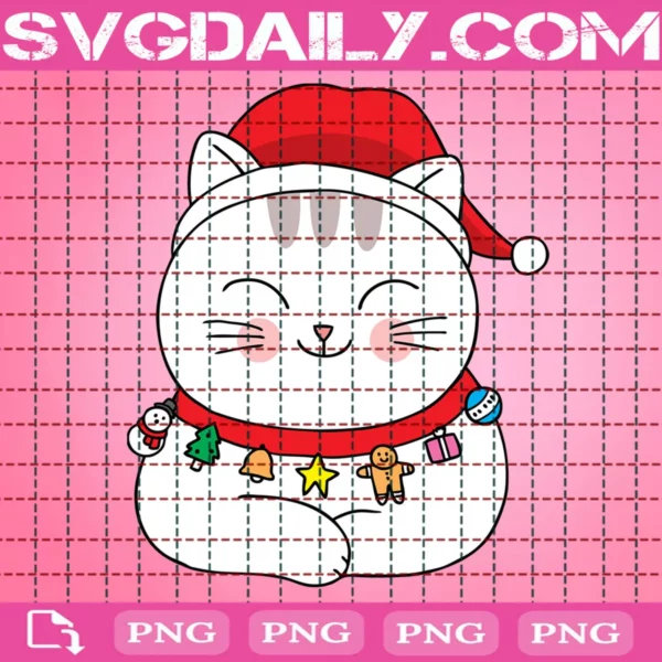 Cat With Santa Claus's Hat Png