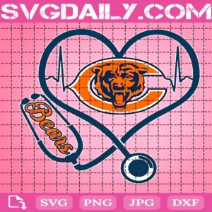 Chicago Bears Heart Stethoscope Svg