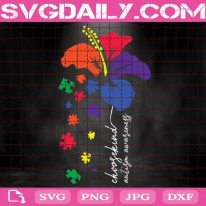 Choose Kind Flower Autism Awareness Svg