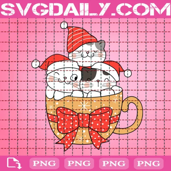 Christmas Cat In Marshmallow Cup Clipart