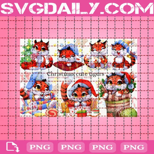 Christmas Cute Tiger Clipart