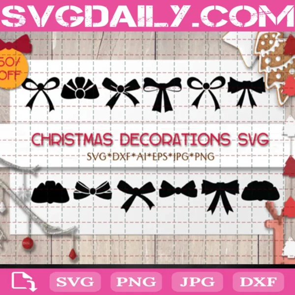 Christmas Decoration Bow Bundle Svg Free
