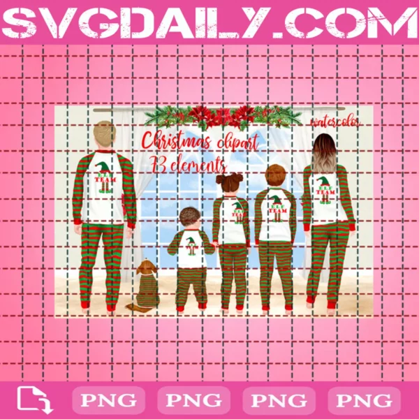 Christmas Family Matching Pajamas Elf Clipart