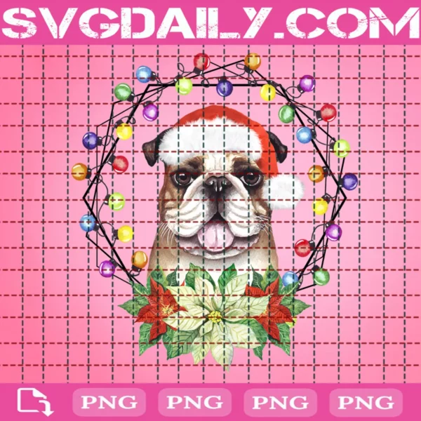 Christmas Puppy In Light Wreath Png