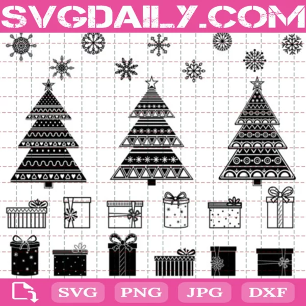 Christmas Tree Black And White Svg Bundle Free